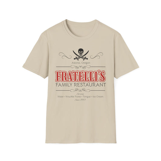 BIZR BAZR - Fratelli's Family Restaurant Pirate T-Shirt, POP Culture, Goonies Lovers, Unique Dining Gift, Casual Tee, Family Outing Apparel, Festival Wear