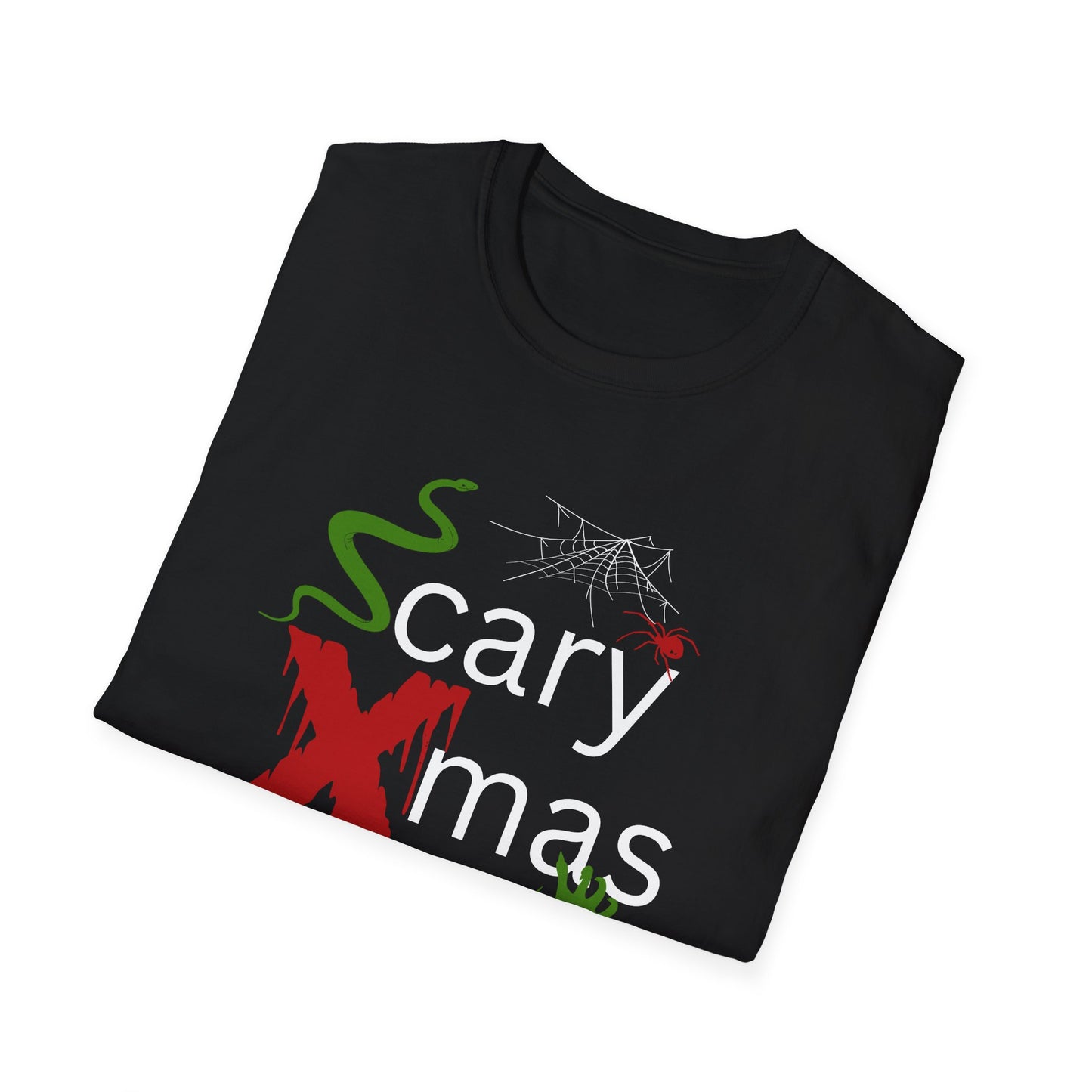 BIZR BAZR - Scary X-mas Unisex Softstyle T-Shirt | Spooky Holiday Tee for Halloween and Christmas, Festive Gift, Fun Casual Wear