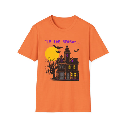 BIZR BAZR - Halloween Haunted House Unisex T-Shirt, Spooky Graphic Tee, Fall Apparel, Halloween Costume, Autumn Vibes T-Shirt