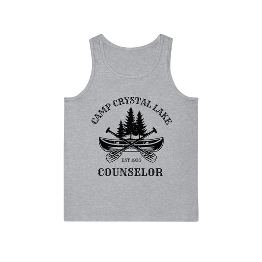 BIZR BAZR - Camp Crystal Lake Counselor Tank Top, Horror Fans, Friday the 13th, Summer Vibes, Outdoor Adventure, Vintage Design, Retro Camp Shirt, Gift for Campers