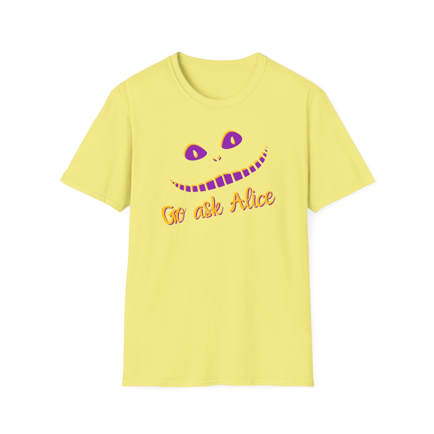 BIZR BAZR - Go Ask Alice Unisex Softstyle T-Shirt, Casual Graphic Tee, Whimsical T-Shirt, Alice in Wonderland Shirt, Gift Idea for Fans, Fun Apparel