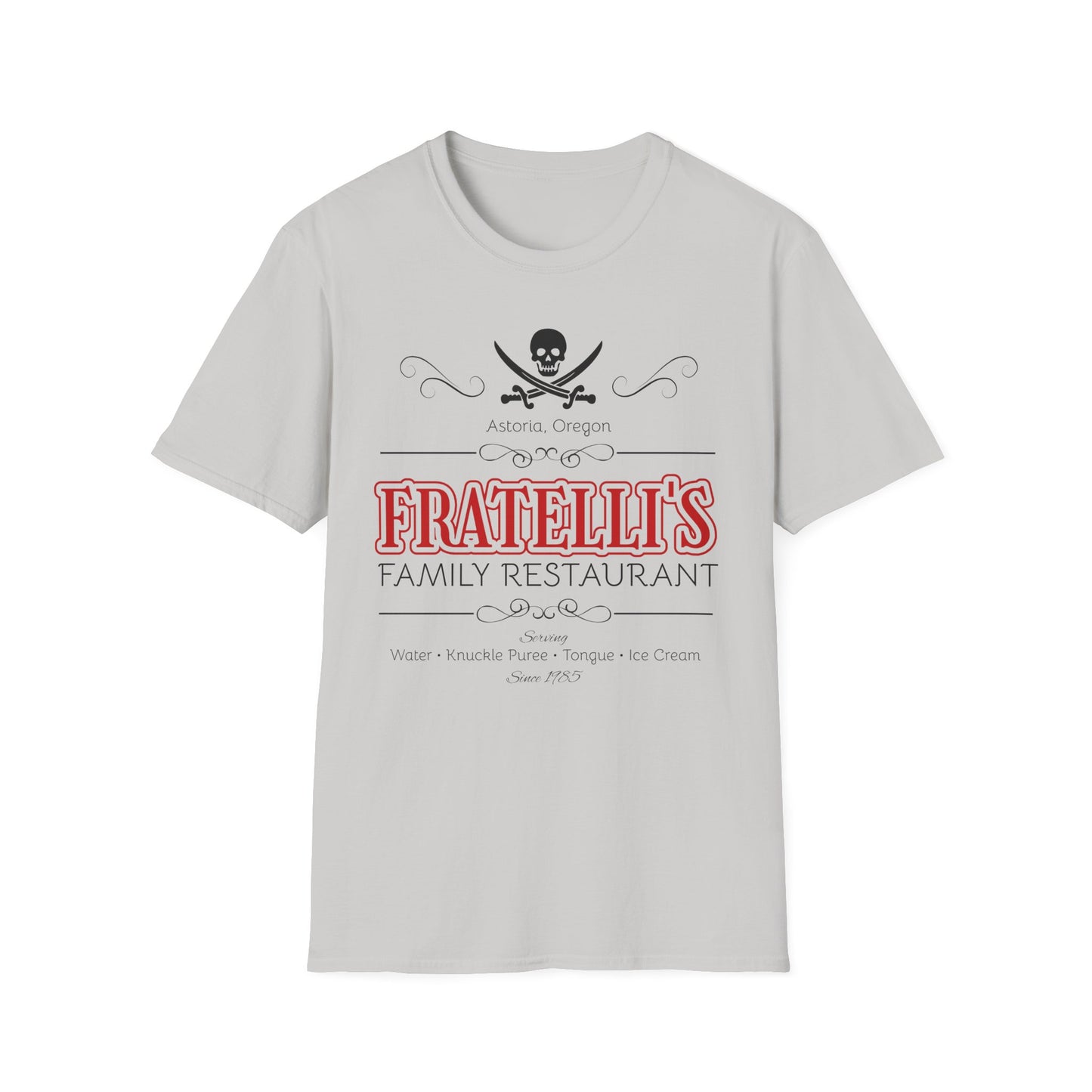BIZR BAZR - Fratelli's Family Restaurant Pirate T-Shirt, POP Culture, Goonies Lovers, Unique Dining Gift, Casual Tee, Family Outing Apparel, Festival Wear