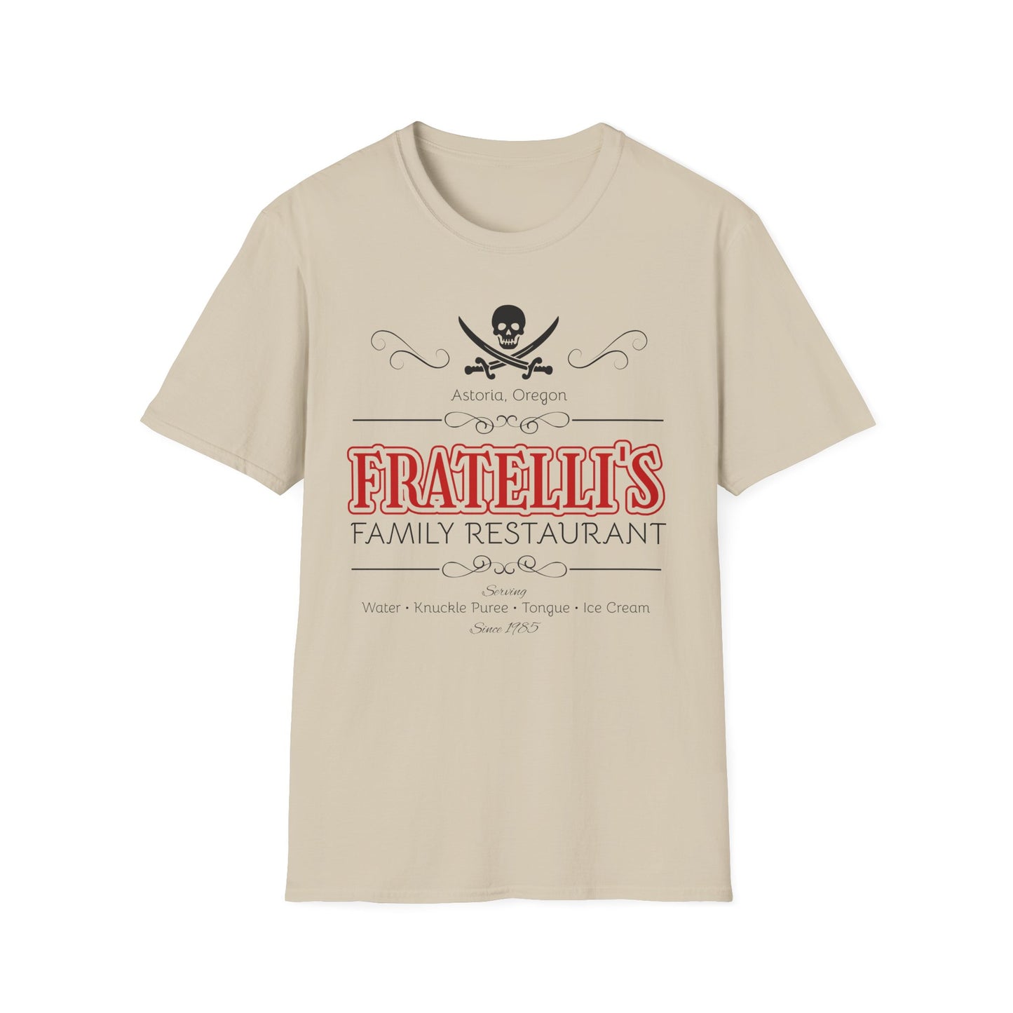BIZR BAZR - Fratelli's Family Restaurant Pirate T-Shirt, POP Culture, Goonies Lovers, Unique Dining Gift, Casual Tee, Family Outing Apparel, Festival Wear