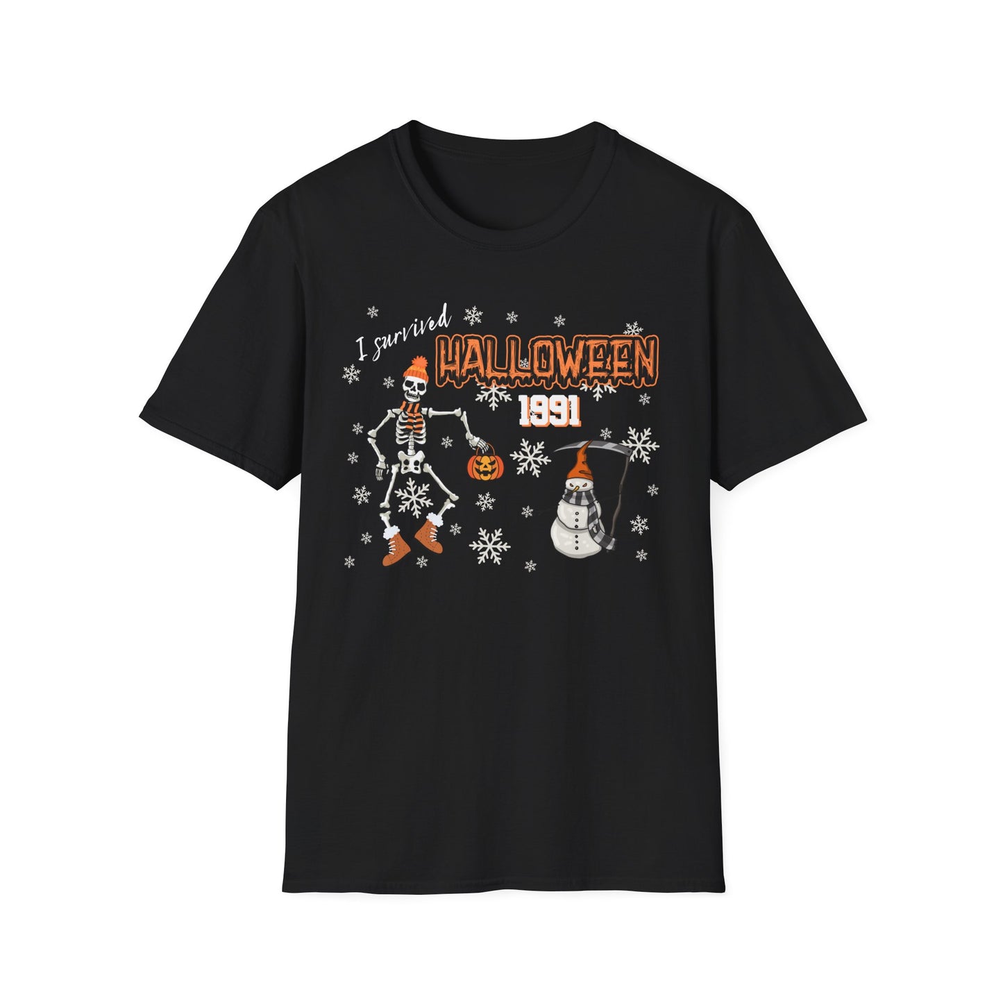 BIZR BAZR - I survived Halloween 199 Unisex Softstyle T-Shirt, Minnesota, Vintage Halloween Tee, Spooky Graphic Shirt, Fall Fashion, Halloween Celebration Apparel