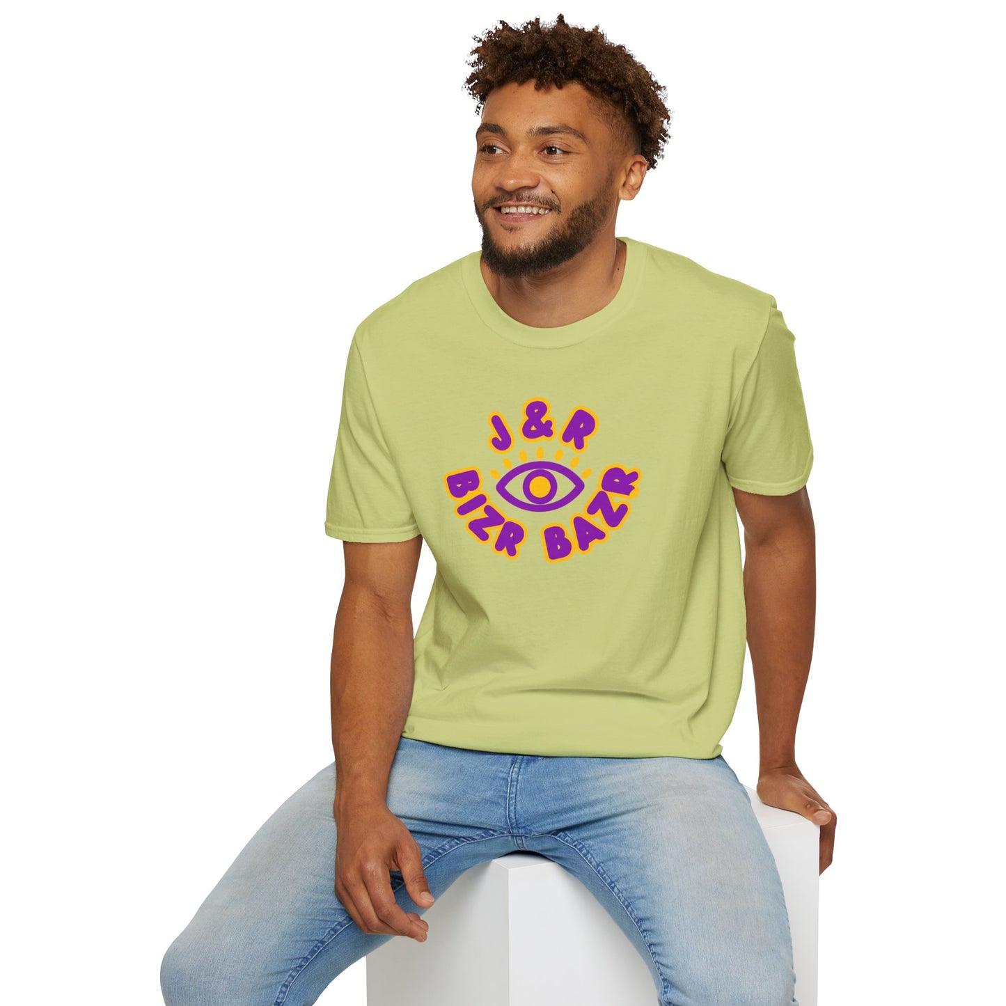 BIZR BAZR - Eye Logo Unisex Softstyle Graphic Tee, Eye Catching T-Shirt, Trendy Streetwear, Perfect Gift for Friends, Casual Everyday Wear