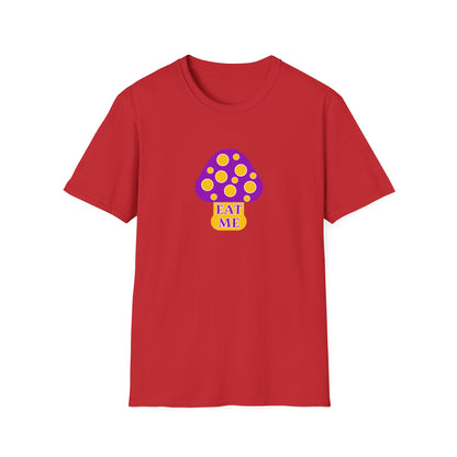 BIZR BAZR - "Eat" Funny Mushroom T-Shirt, Unisex Softstyle Tee, Cute Gift for Nature Lovers, Perfect for Casual Wear, Birthday, Earth Day