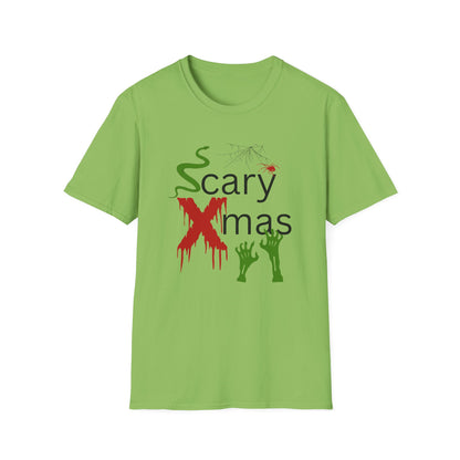 BIZR BAZR - Scary X-mas Unisex Softstyle T-Shirt | Spooky Holiday Tee for Halloween and Christmas, Festive Gift, Fun Casual Wear
