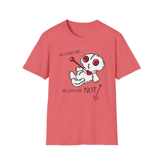 BIZR BAZR - Loves Me Not Voodoo Doll Unisex T-Shirt, Graphic Tee for Couples, Valentine's Day Gift, Spooky Fashion, Alternative Clothing
