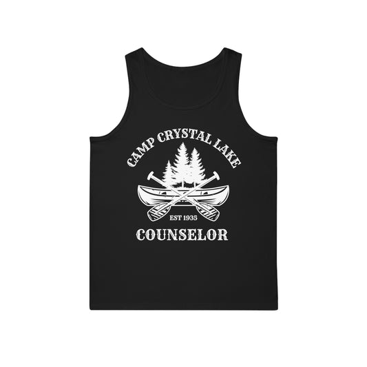 BIZR BAZR - Camp Crystal Lake Counselor Tank Top | Horror Fans, Friday the 13th, Summer Vibes, Outdoor Adventures, Camping Gift, Unisex Apparel, Cabin Life
