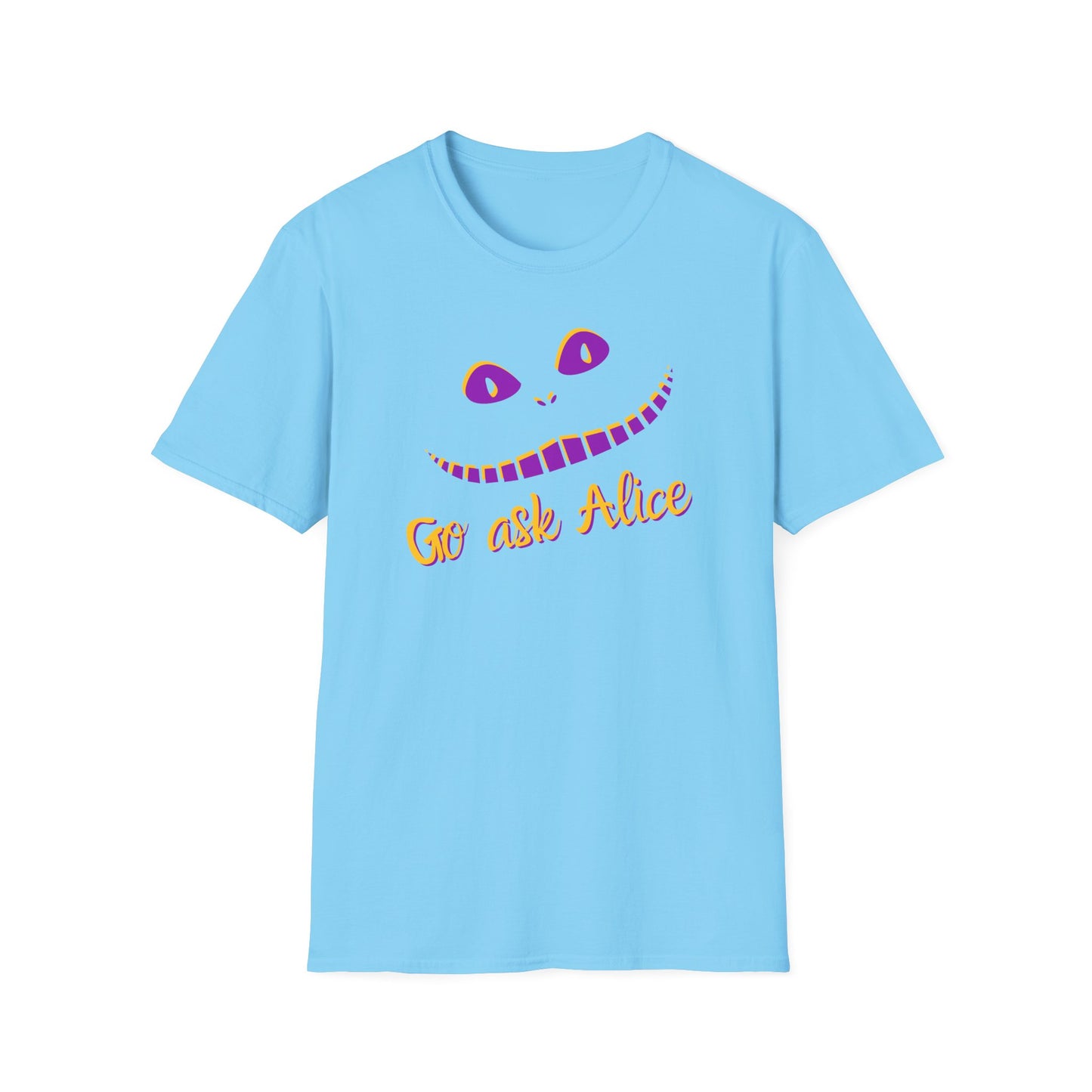 BIZR BAZR - Go Ask Alice Unisex Softstyle T-Shirt, Casual Graphic Tee, Whimsical T-Shirt, Alice in Wonderland Shirt, Gift Idea for Fans, Fun Apparel