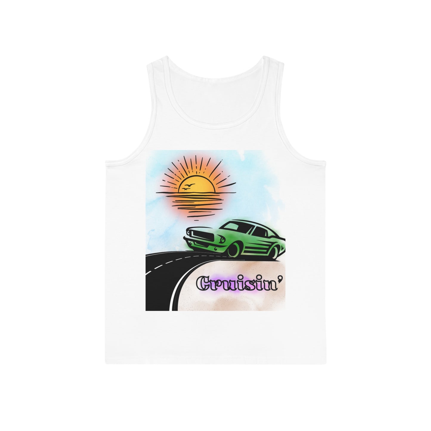 BIZR BAZR - Cruisin' Vibe Unisex Softstyle™ Tank Top, Summer Tank, Road Trip Apparel, Vintage Car Tee, Gift for Him/Her, Casual Outfit
