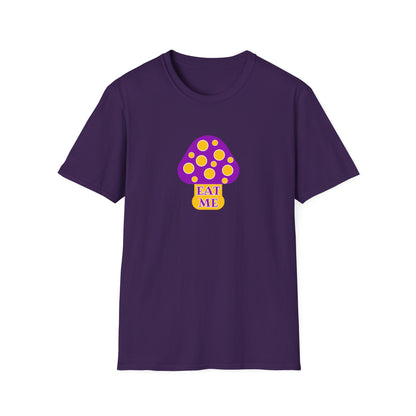 BIZR BAZR - "Eat" Funny Mushroom T-Shirt, Unisex Softstyle Tee, Cute Gift for Nature Lovers, Perfect for Casual Wear, Birthday, Earth Day