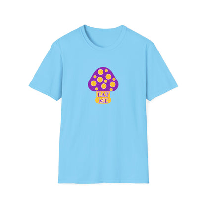 BIZR BAZR - "Eat" Funny Mushroom T-Shirt, Unisex Softstyle Tee, Cute Gift for Nature Lovers, Perfect for Casual Wear, Birthday, Earth Day