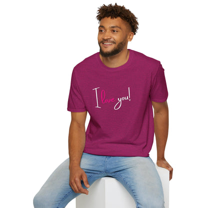 BIZR BAZR - "I Love You" Unisex Softstyle T-Shirt, Gift for Couples, Cute Graphic Tee, Birthday Present, Valentine's Day Clothing