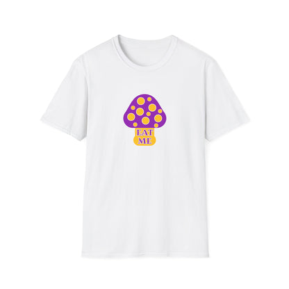 BIZR BAZR - "Eat" Funny Mushroom T-Shirt, Unisex Softstyle Tee, Cute Gift for Nature Lovers, Perfect for Casual Wear, Birthday, Earth Day