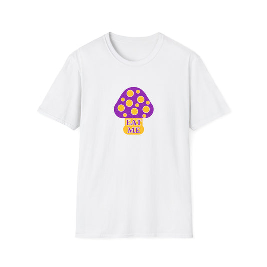 BIZR BAZR - "Eat" Funny Mushroom T-Shirt, Unisex Softstyle Tee, Cute Gift for Nature Lovers, Perfect for Casual Wear, Birthday, Earth Day