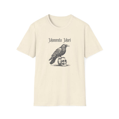 BIZR BAZR - Momento Mori Raven Unisex Softstyle T-Shirt, Gothic Apparel, Halloween Shirt, Unique Gift, Casual Wear