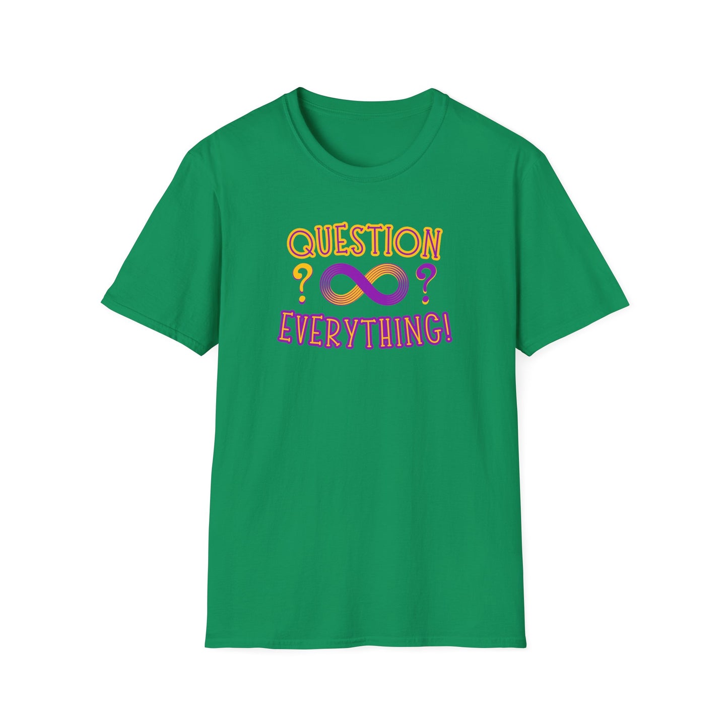 BIZR BAZR - Question Everything? Ifinity Unisex Softstyle T-Shirt, Inspirational Tee, Casual Wear, Gift for Intellectuals, Philosophy Lovers, Everyday Comfort