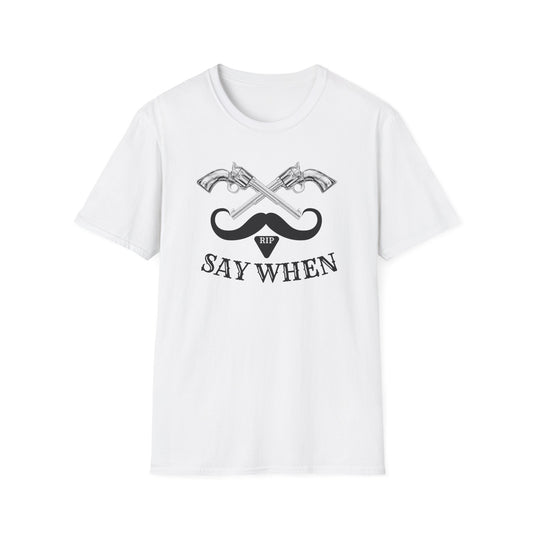 BIZR BAZR - Doc Says When, Old Movie Vintage Graphic T-Shirt | Say When Tee, Western Themed Shirt, Fun Gift for Men, Casual Wear, Unique Fashion Statement