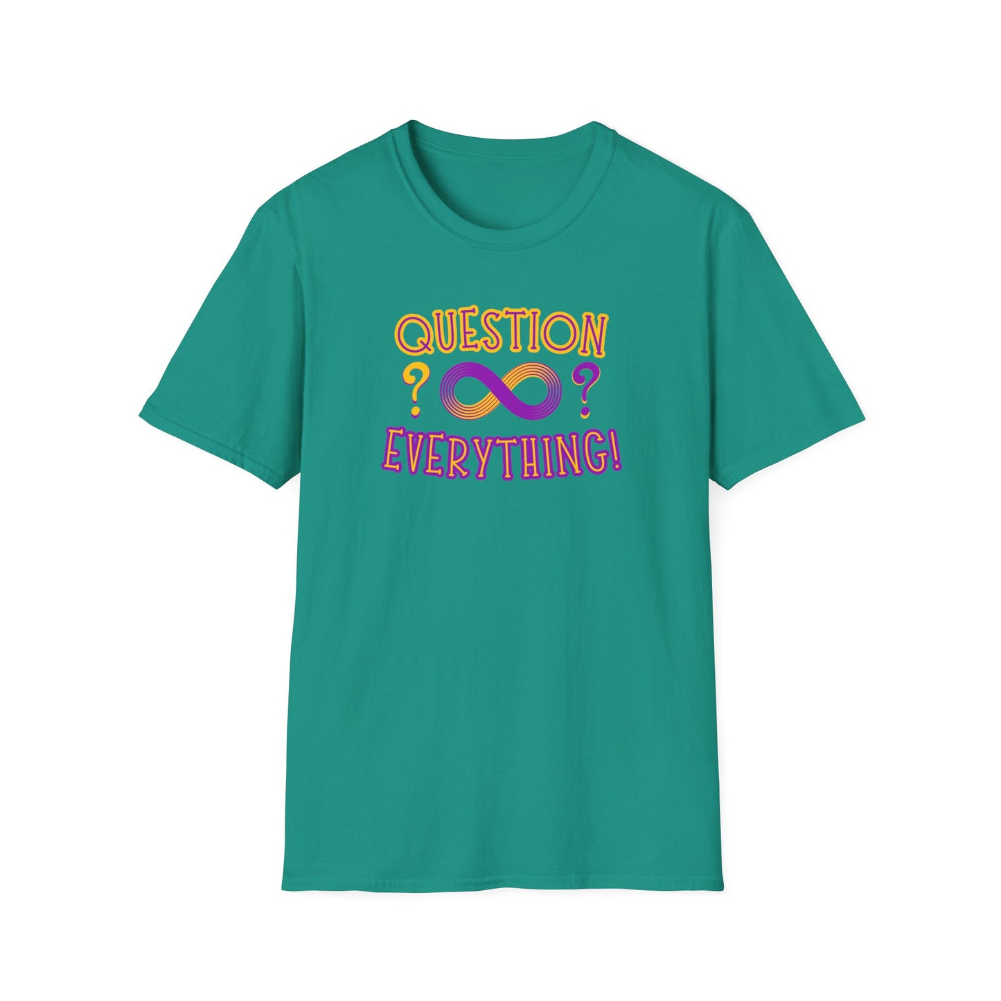 BIZR BAZR - Question Everything? Ifinity Unisex Softstyle T-Shirt, Inspirational Tee, Casual Wear, Gift for Intellectuals, Philosophy Lovers, Everyday Comfort