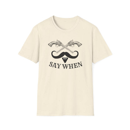 BIZR BAZR - Doc Says When, Old Movie Vintage Graphic T-Shirt | Say When Tee, Western Themed Shirt, Fun Gift for Men, Casual Wear, Unique Fashion Statement