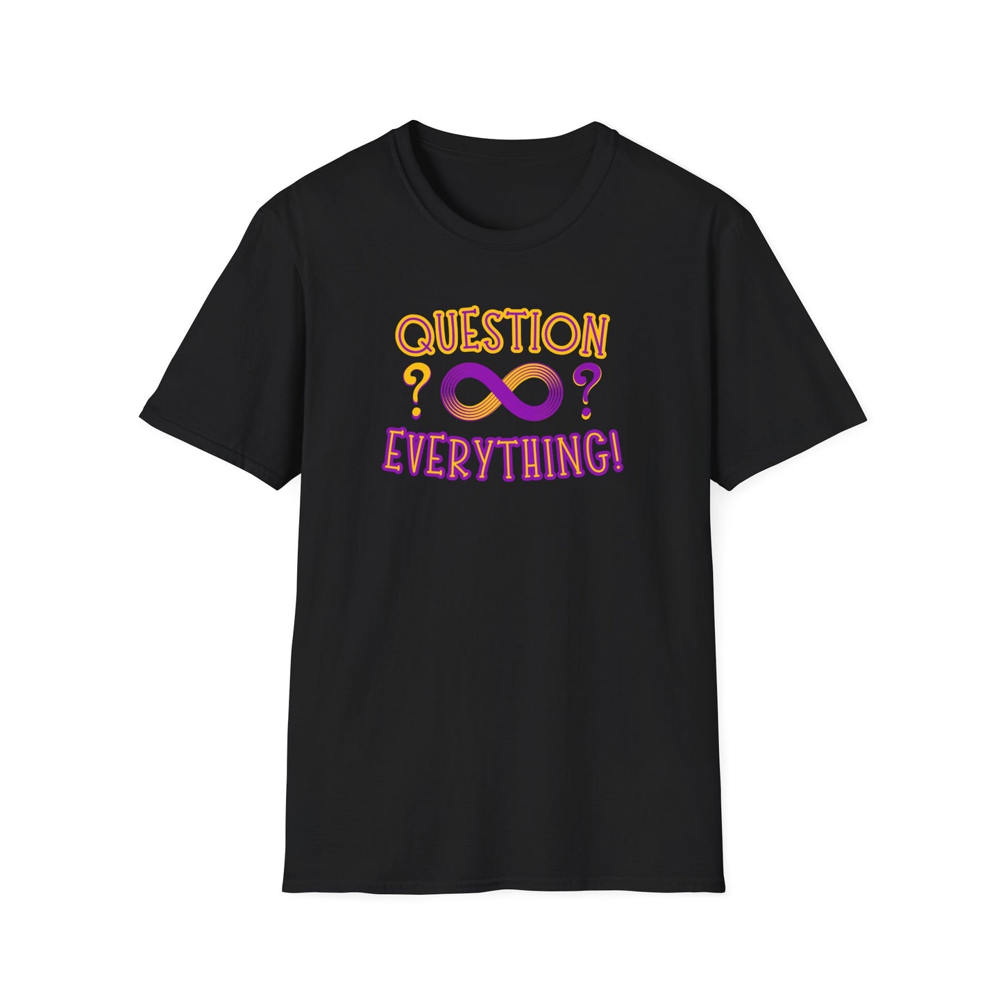 BIZR BAZR - Question Everything? Ifinity Unisex Softstyle T-Shirt, Inspirational Tee, Casual Wear, Gift for Intellectuals, Philosophy Lovers, Everyday Comfort