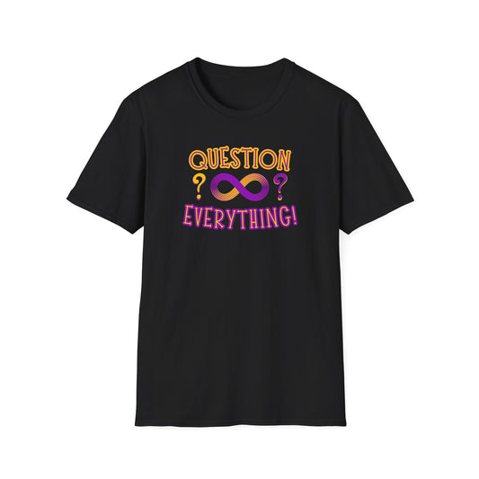 BIZR BAZR - Question Everything? Ifinity Unisex Softstyle T-Shirt, Inspirational Tee, Casual Wear, Gift for Intellectuals, Philosophy Lovers, Everyday Comfort