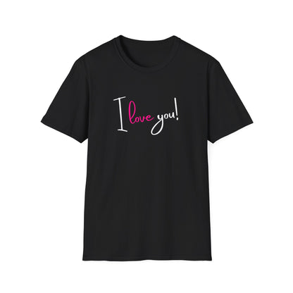 BIZR BAZR - "I Love You" Unisex Softstyle T-Shirt, Gift for Couples, Cute Graphic Tee, Birthday Present, Valentine's Day Clothing