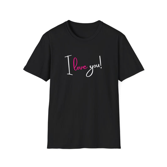BIZR BAZR - "I Love You" Unisex Softstyle T-Shirt, Gift for Couples, Cute Graphic Tee, Birthday Present, Valentine's Day Clothing