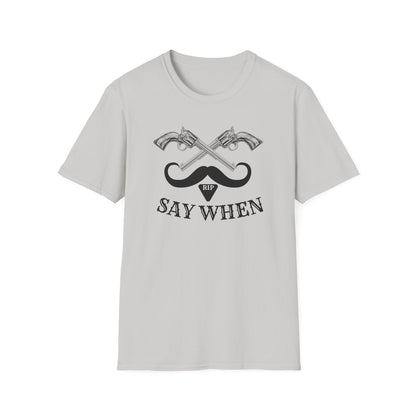 BIZR BAZR - Doc Says When, Old Movie Vintage Graphic T-Shirt | Say When Tee, Western Themed Shirt, Fun Gift for Men, Casual Wear, Unique Fashion Statement
