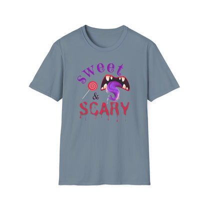 BIZR BAZR - Sweet & Scary Unisex T-Shirt for Halloween, Casual Wear, Spooky Events, Gift for Horror Lovers, Comfortable Graphic Tee