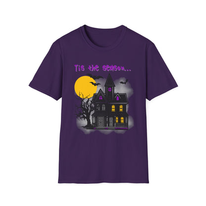 BIZR BAZR - Halloween Haunted House Unisex T-Shirt, Spooky Graphic Tee, Fall Apparel, Halloween Costume, Autumn Vibes T-Shirt