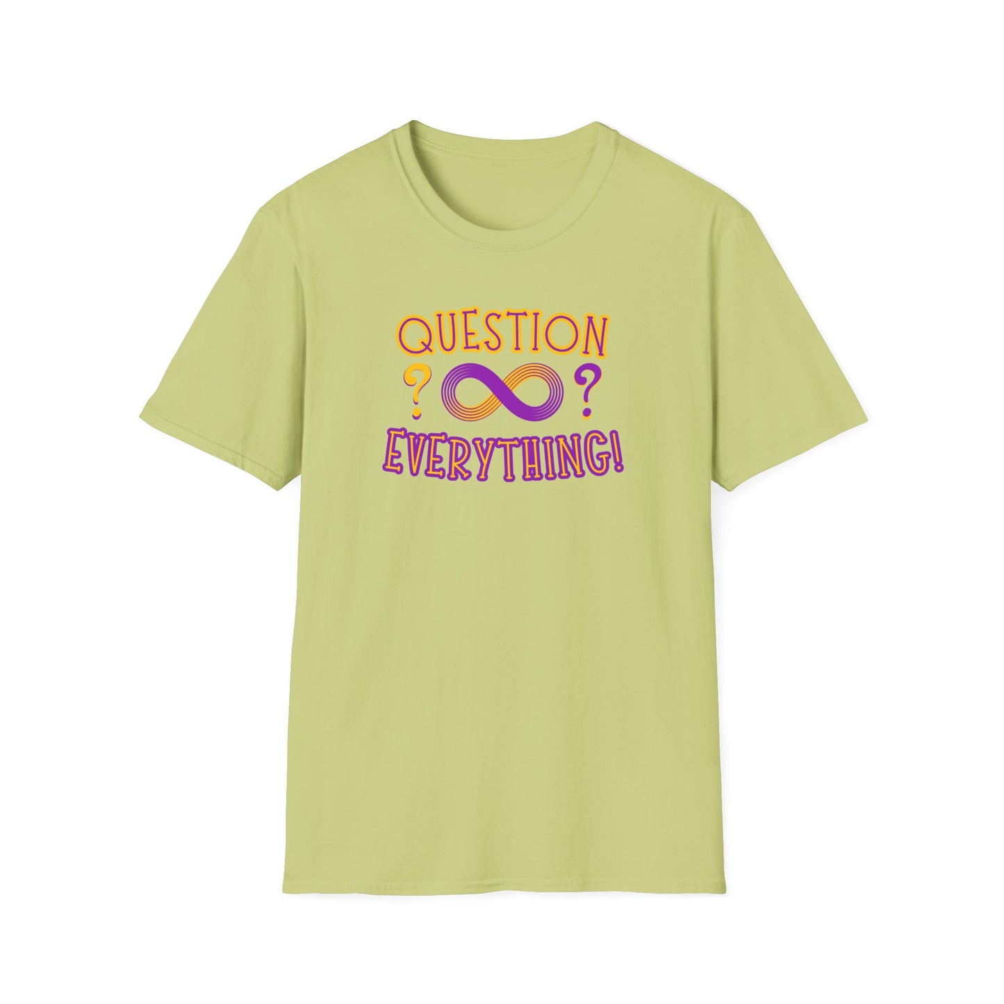 BIZR BAZR - Question Everything? Ifinity Unisex Softstyle T-Shirt, Inspirational Tee, Casual Wear, Gift for Intellectuals, Philosophy Lovers, Everyday Comfort