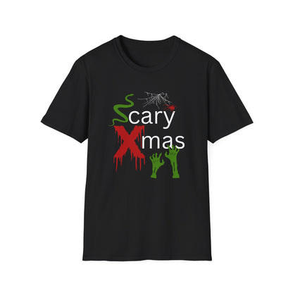 BIZR BAZR - Scary X-mas Unisex Softstyle T-Shirt | Spooky Holiday Tee for Halloween and Christmas, Festive Gift, Fun Casual Wear