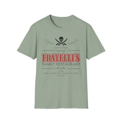 BIZR BAZR - Fratelli's Family Restaurant Pirate T-Shirt, POP Culture, Goonies Lovers, Unique Dining Gift, Casual Tee, Family Outing Apparel, Festival Wear