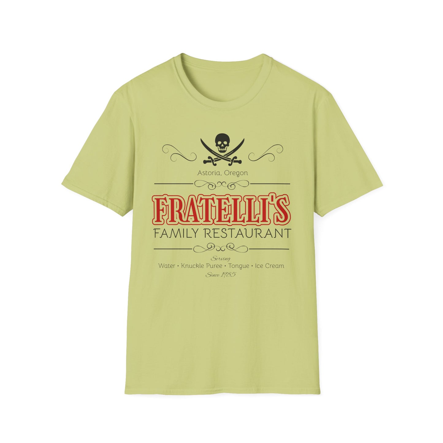 BIZR BAZR - Fratelli's Family Restaurant Pirate T-Shirt, POP Culture, Goonies Lovers, Unique Dining Gift, Casual Tee, Family Outing Apparel, Festival Wear