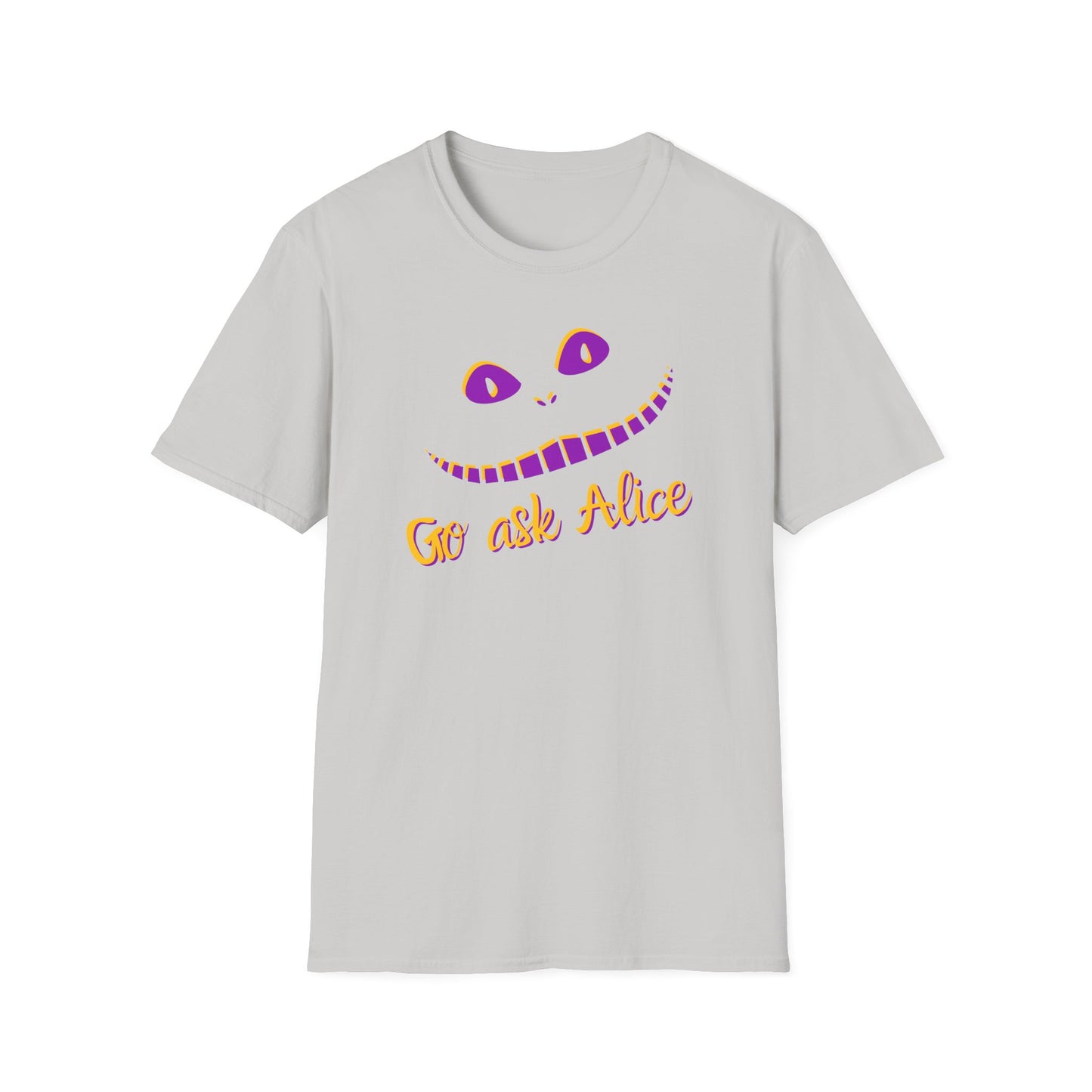 BIZR BAZR - Go Ask Alice Unisex Softstyle T-Shirt, Casual Graphic Tee, Whimsical T-Shirt, Alice in Wonderland Shirt, Gift Idea for Fans, Fun Apparel
