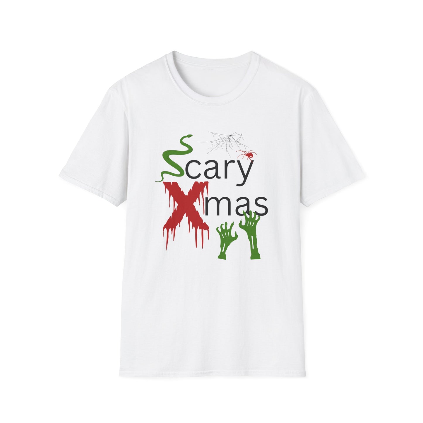 BIZR BAZR - Scary X-mas Unisex Softstyle T-Shirt | Spooky Holiday Tee for Halloween and Christmas, Festive Gift, Fun Casual Wear