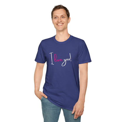 BIZR BAZR - "I Love You" Unisex Softstyle T-Shirt, Gift for Couples, Cute Graphic Tee, Birthday Present, Valentine's Day Clothing