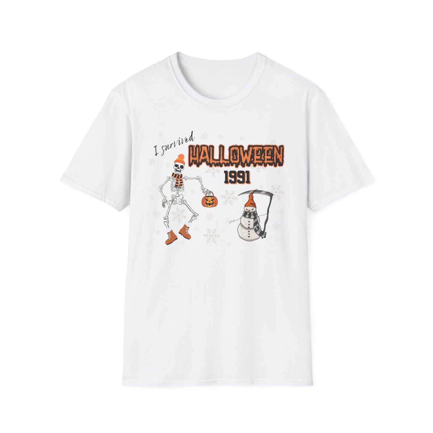 BIZR BAZR - I survived Halloween 199 Unisex Softstyle T-Shirt, Minnesota, Vintage Halloween Tee, Spooky Graphic Shirt, Fall Fashion, Halloween Celebration Apparel