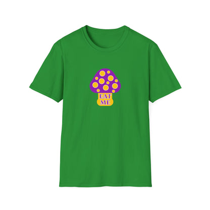 BIZR BAZR - "Eat" Funny Mushroom T-Shirt, Unisex Softstyle Tee, Cute Gift for Nature Lovers, Perfect for Casual Wear, Birthday, Earth Day