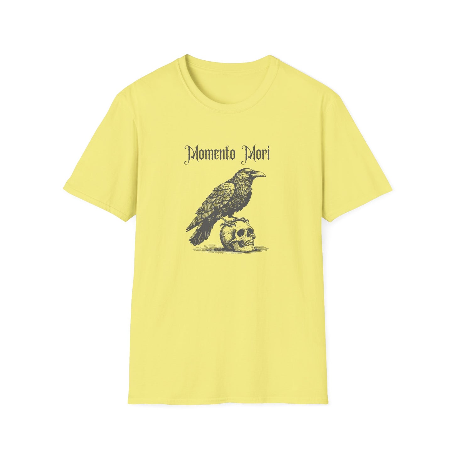 BIZR BAZR - Momento Mori Raven Unisex Softstyle T-Shirt, Gothic Apparel, Halloween Shirt, Unique Gift, Casual Wear