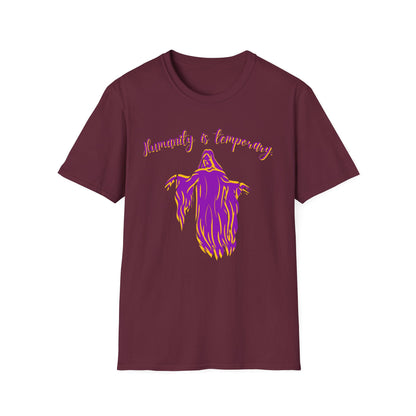 BIZR BAZR - "Humanity is Temporary" Spirit T-Shirt, Unisex Graphic Tee, Casual Wear, Perfect Gift for Artists, Thought-Provoking Apparel, Ideal for Everyday Wear