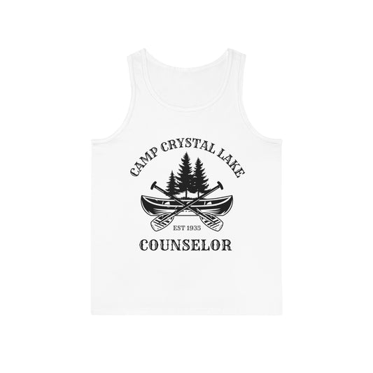 BIZR BAZR - Camp Crystal Lake Counselor Tank Top, Horror Fans, Friday the 13th, Summer Vibes, Outdoor Adventure, Vintage Design, Retro Camp Shirt, Gift for Campers