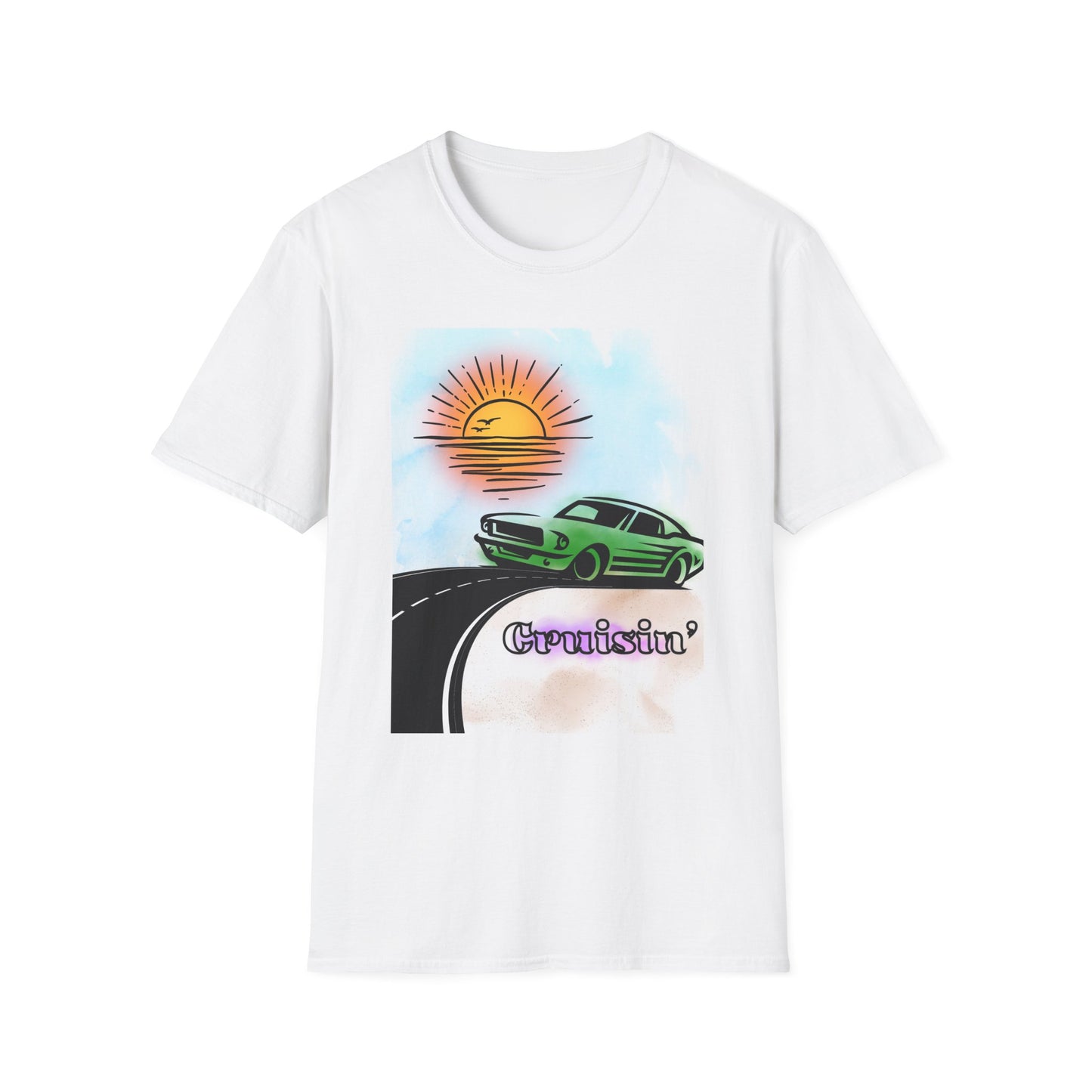 BIZR BAZR - Cruisin' Retro Unisex Softstyle T-Shirt | Vintage Car Summer Tee, Road Trip Shirt