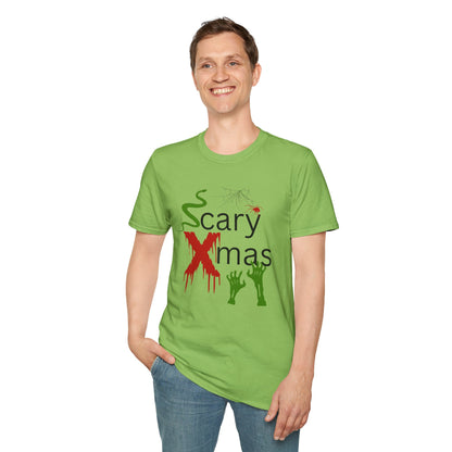 BIZR BAZR - Scary X-mas Unisex Softstyle T-Shirt | Spooky Holiday Tee for Halloween and Christmas, Festive Gift, Fun Casual Wear