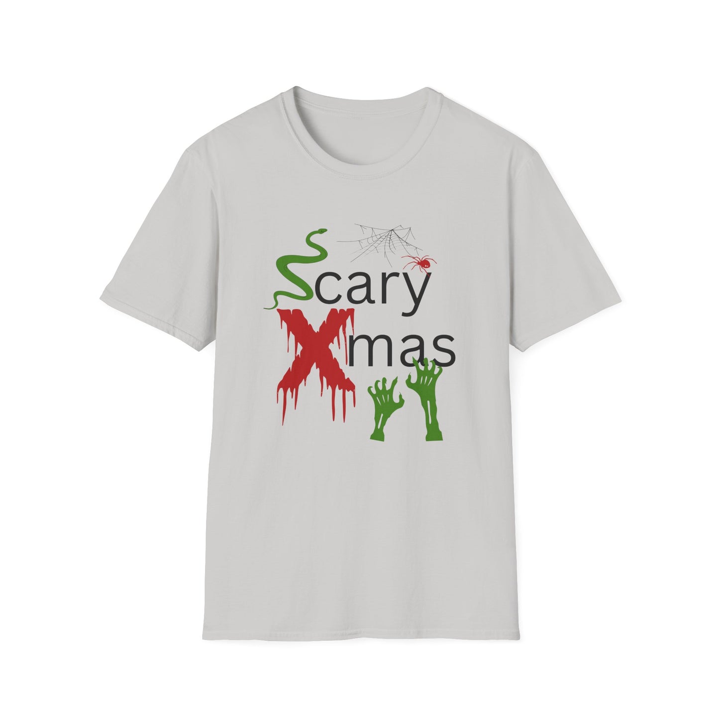 BIZR BAZR - Scary X-mas Unisex Softstyle T-Shirt | Spooky Holiday Tee for Halloween and Christmas, Festive Gift, Fun Casual Wear