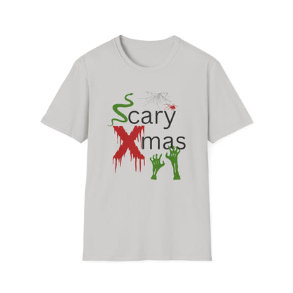 BIZR BAZR - Scary X-mas Unisex Softstyle T-Shirt | Spooky Holiday Tee for Halloween and Christmas, Festive Gift, Fun Casual Wear