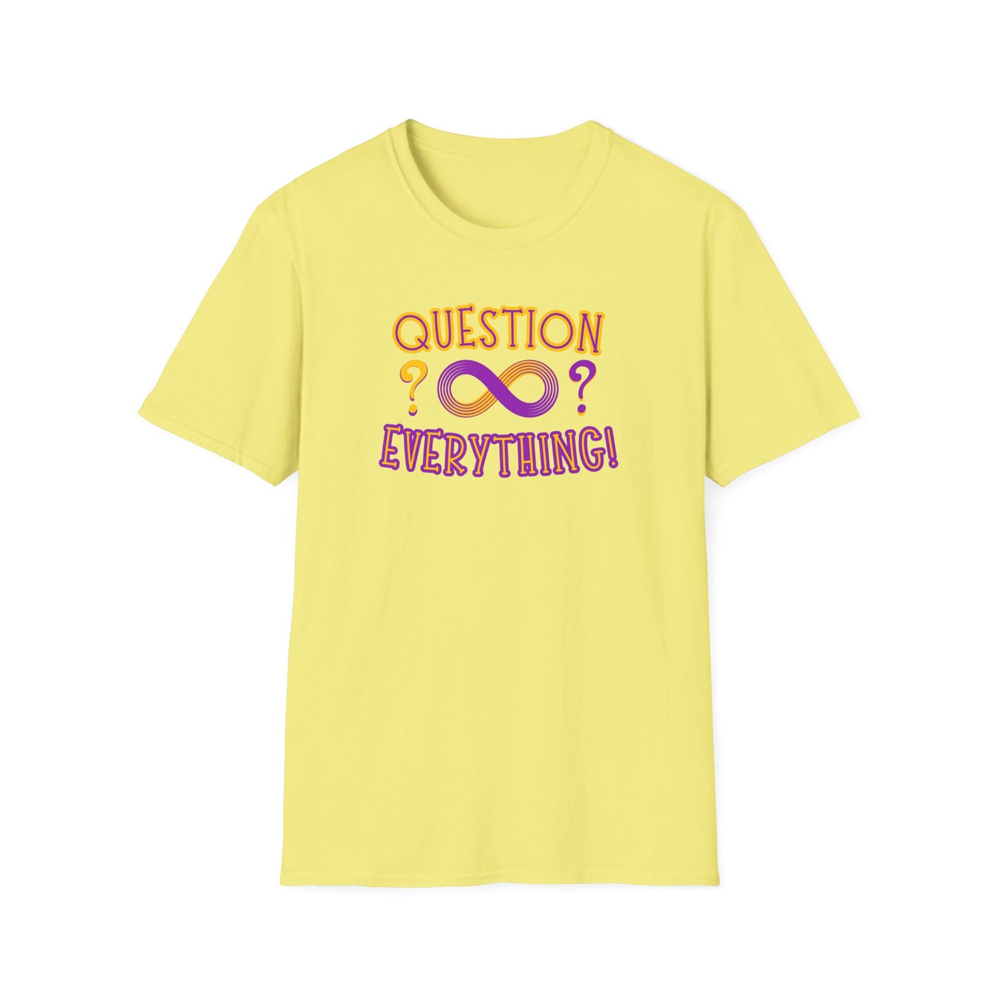 BIZR BAZR - Question Everything? Ifinity Unisex Softstyle T-Shirt, Inspirational Tee, Casual Wear, Gift for Intellectuals, Philosophy Lovers, Everyday Comfort