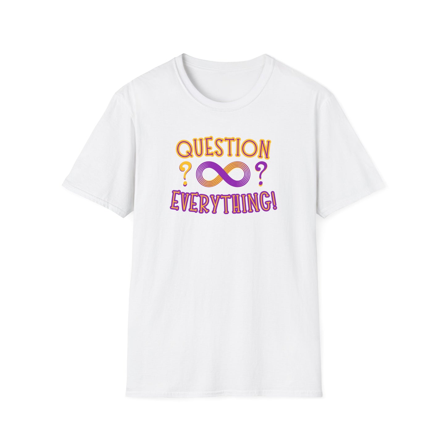 BIZR BAZR - Question Everything? Ifinity Unisex Softstyle T-Shirt, Inspirational Tee, Casual Wear, Gift for Intellectuals, Philosophy Lovers, Everyday Comfort